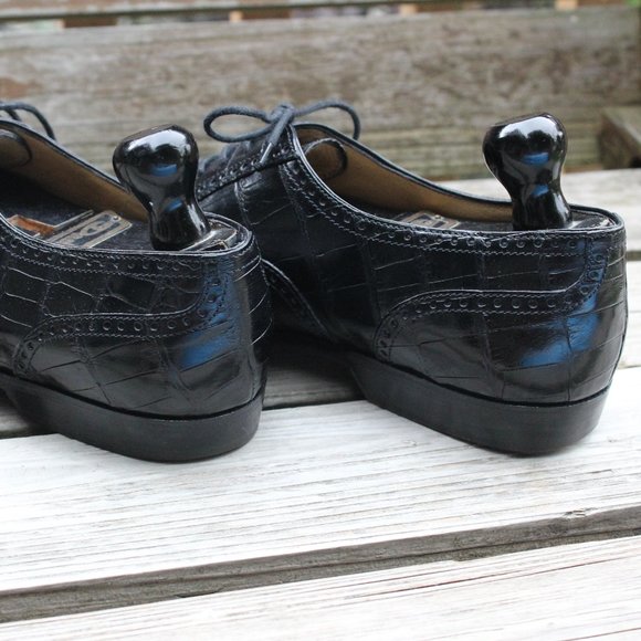 Vintage Cole Haan Black Genuine Alligator Cap Toe Oxford, Men's 7.5 M, EUC - Picture 5 of 13
